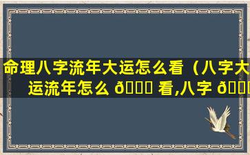 命理八字流年大运怎么看（八字大运流年怎么 🐛 看,八字 🍀 大运详细讲解）